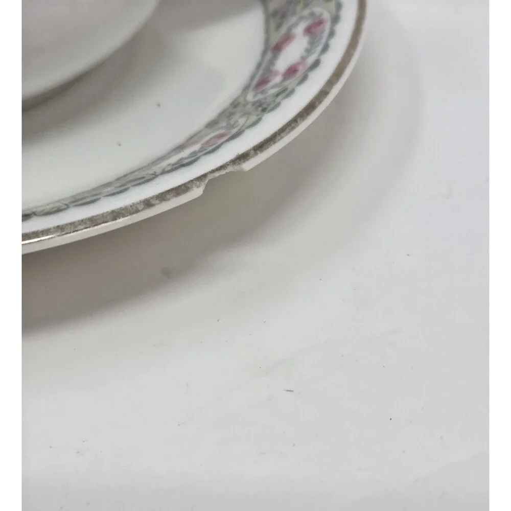 Antique KPM Germany Porcelain Demitasse Cup Saucer Rose Garland‎ 1900s Krister